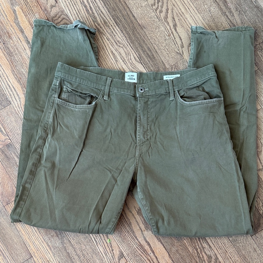 Flint and Tinder Straight Fit Olive Pants Sz 36x 34
